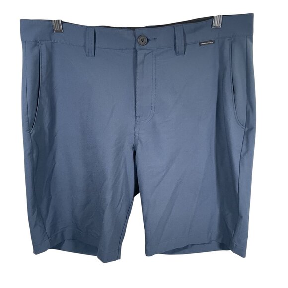 Travis Mathew Wanderlust Shorts Mens 34 Blue Golf Active 9" Inseam Stretch - Picture 1 of 6